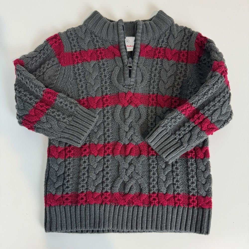 Hanna Andersson Cable Knit Quarter Zip Sweater 80 18-24 months